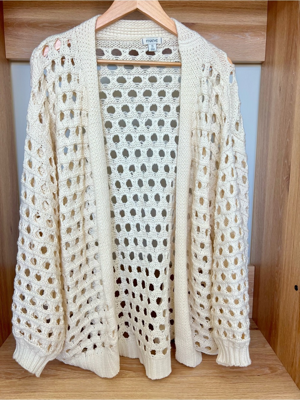 Anthropologie Maeve Cream Open-Stitch Cardigan